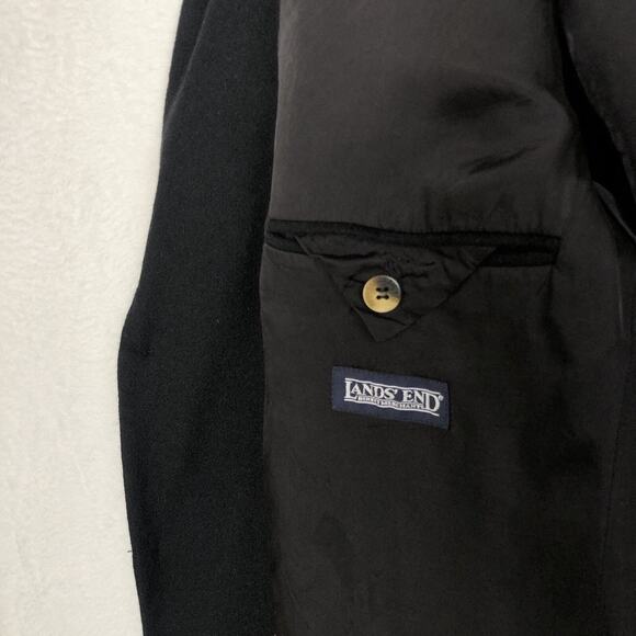 VTG LANDS' END Camel Hair Blazer Men's‎ Sz 48R Black Sport Coat Classic USA Made - Picture 4 of 16